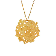 Gold Etched Textured Organic Disk necklace Coin charm pendant