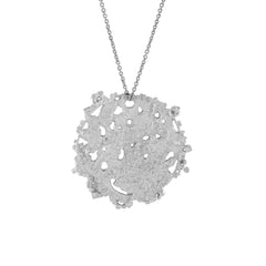 Silver Etched Textured Organic Disk necklace Coin charm pendant