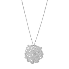 Silver Etched Textured Organic Disk necklace Coin charm pendant
