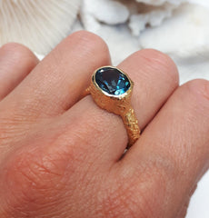 Etched Oval Topaz Ring