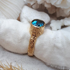 Etched Oval Topaz Ring