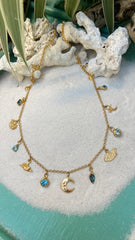 Summer blues charm necklace