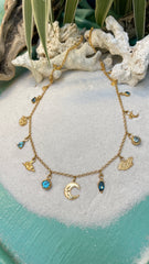 Summer blues charm necklace