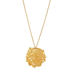 Gold Etched Textured Organic Disk necklace Coin charm pendant