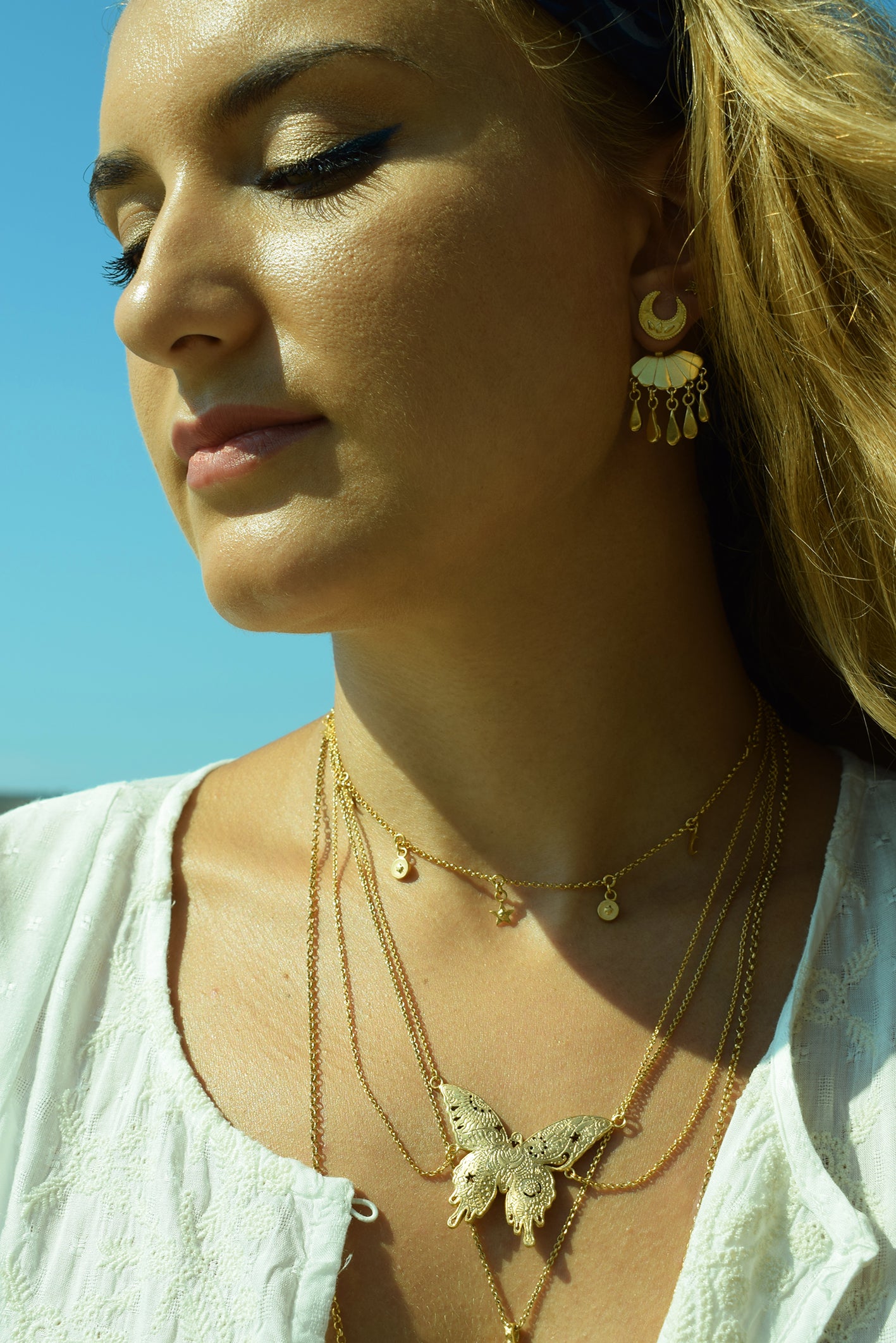 Small gold sales butterfly necklace