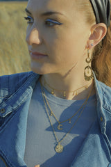 Night's Sky Coin & Moon Double Layer Necklace