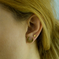 Lucky Crescent Moon Studs