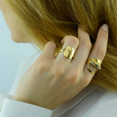 Moonlight Waves Cluster Gemstone Ring