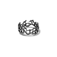 Apollo Ring Silver, Honeycomb organic intricate Hexagon stacking ring interlocking eternity ring