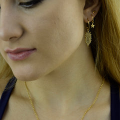 Mini Protective Shield Charm Hoops