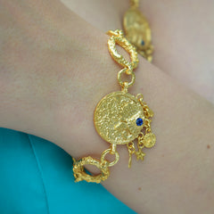 Oceanesque Coin Etched Link Bracelet