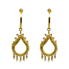 Sikhara Charm Pearl Hoops Gold