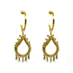 Sikhara Charm Pearl Hoops Gold