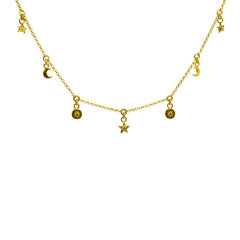 Celestial star & moon choker