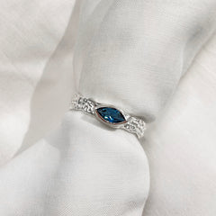 Etched Dainty Marquise Topaz Ring
