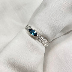 Etched Dainty Marquise Topaz Ring