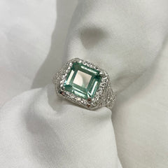 Aquamarine Etched Signet Ring
