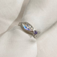 Etched Marquise Moonstone Ring