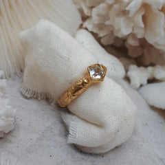 Etched Pentagon Topaz Ring
