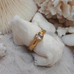 Etched Pentagon Topaz Ring