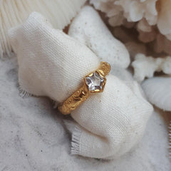 Etched Pentagon Topaz Ring