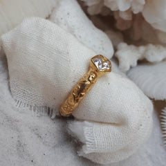 Etched Pentagon Topaz Ring