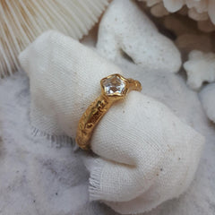 Etched Pentagon Topaz Ring